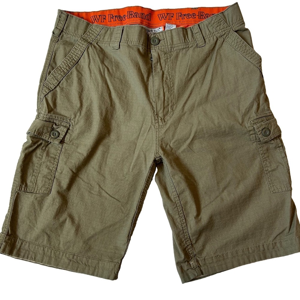 WF Free Band Wear First Cargo Shorts Size 38 Green Rip Stop Utility